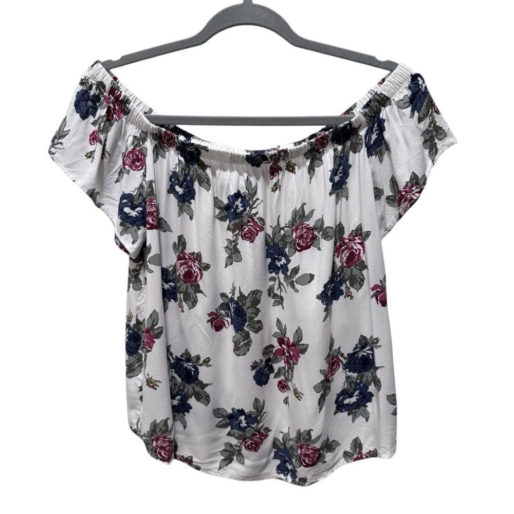 Abercrombie and Fitch Off The Shoulder Floral Top Sz XS shirt white M jr